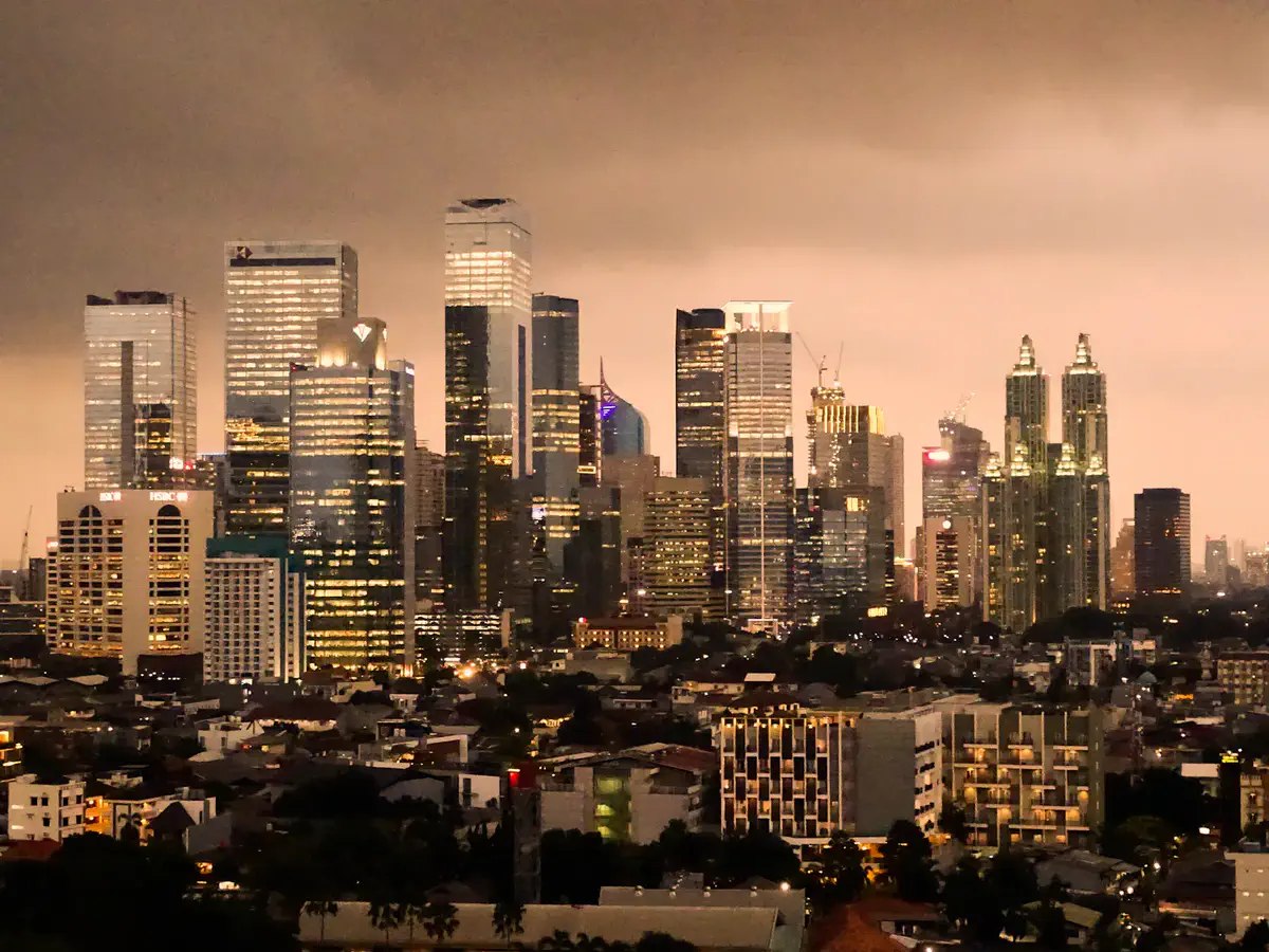The Jakarta skyline at dusk