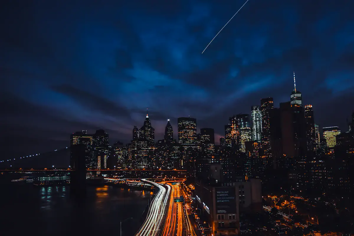 The Manhattan skyline at night